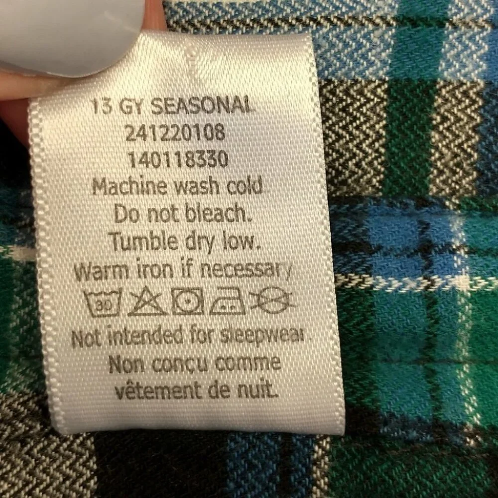 Boy's Gymboree Blue and Green Plaid Flannel Button Down Shirt Size Large 10/12